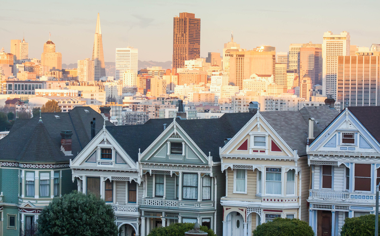 Iconic Painted Ladies in Foreground