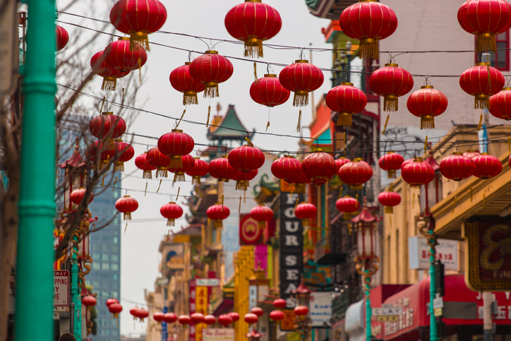 Chinese lantern hanging in China Town San Francisco CA